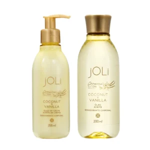 JOLI COCONUT & VANILLA Olor de la orquídea originaria de México, con el toque indulgente del aceite esencial de Vainilla, que conquista en una combinación única con el poder hidratante del aceite de Coco.